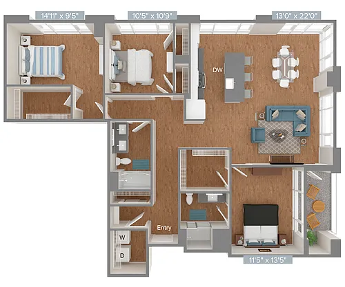 Floor plan C2-D1-1504