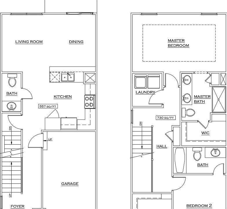 2 Bedroom / 2.5 Bathroom Floor Plan