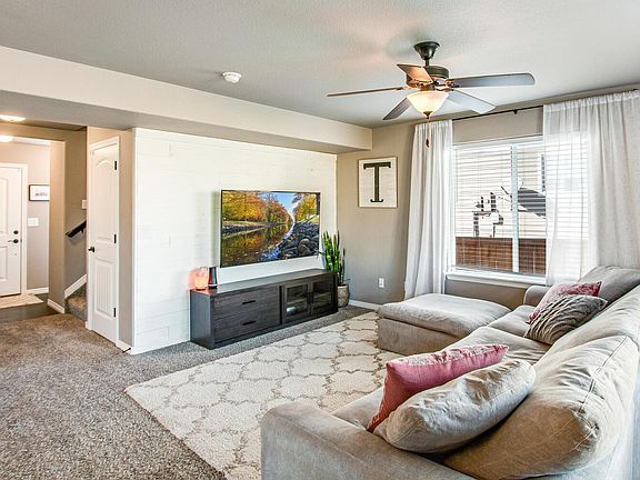 Living room with shiplap wall