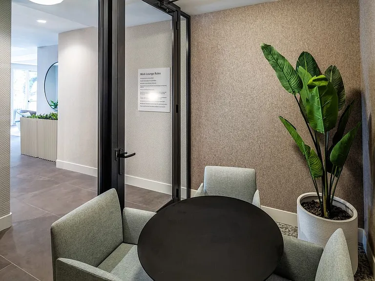 Resident lounge with private work pods