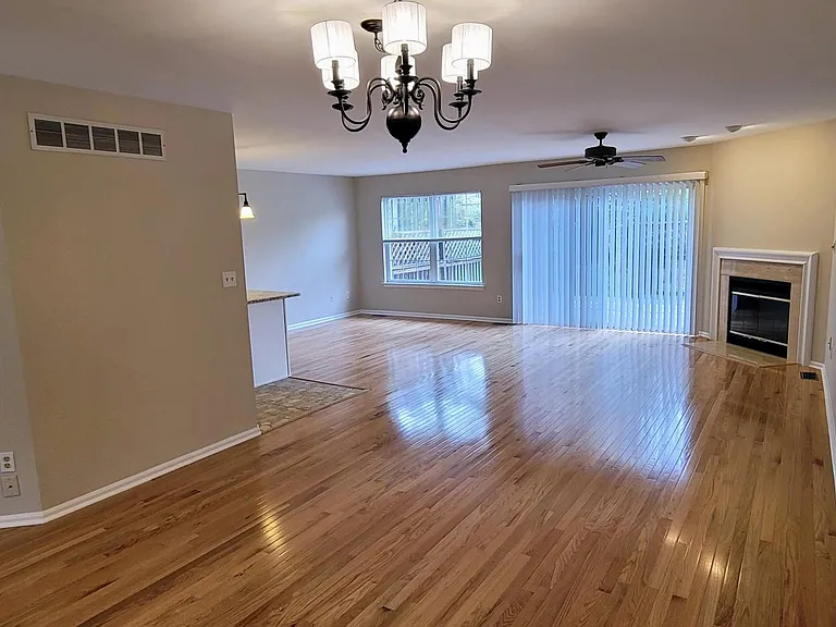 Open dining room, living room and kitchenette space