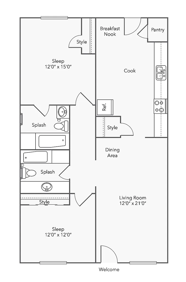 Floor plan 2 Bed 2 Bath