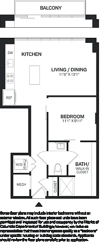 Floor plan 1 Bed/1 Bath-A5