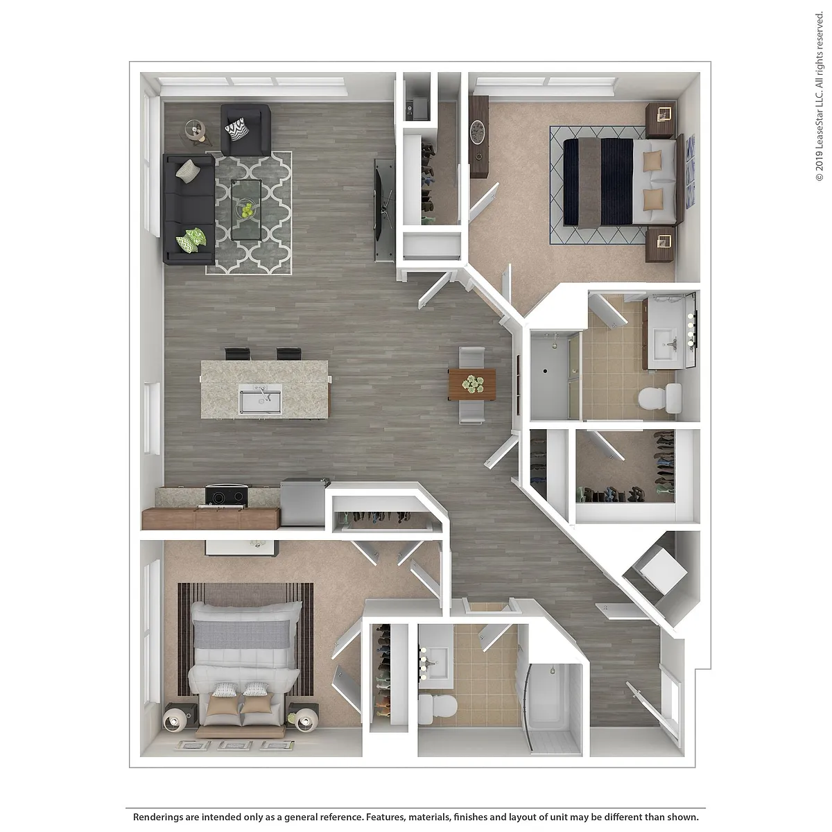 Floor plan C17 - 2 bed/2 bath