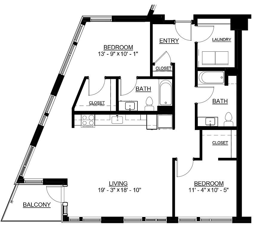 Floor plan 2 Bed 2 Bath