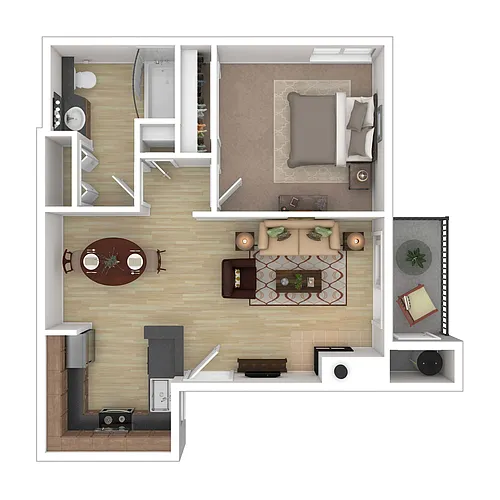 Floor plan 1BD - 1 BA