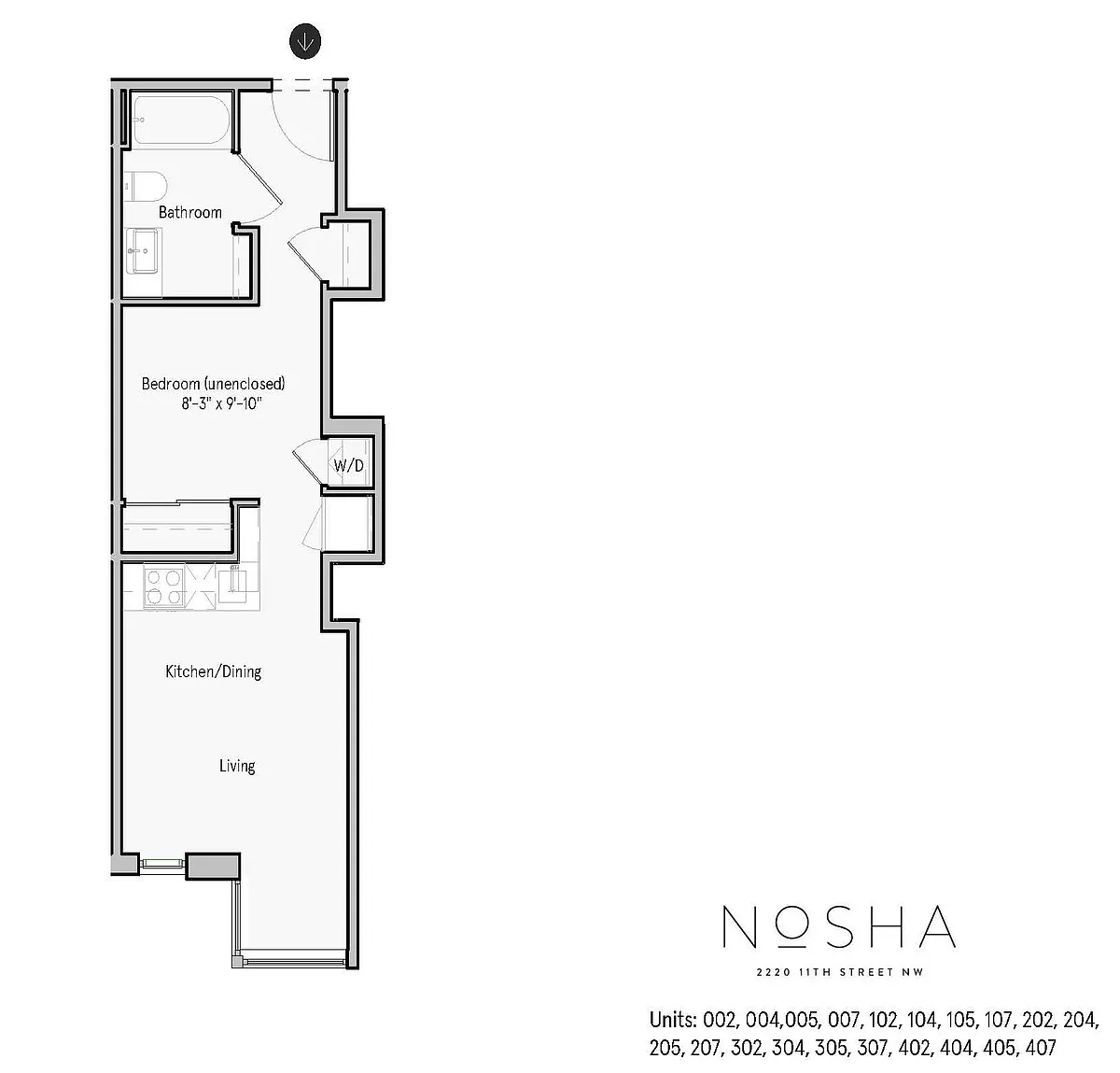 Floor plan Jr 1 Bed- 1Bath 4th Fl