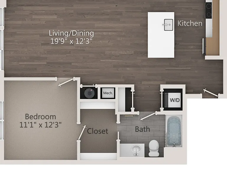 One Bedroom One Bathroom (832 SF) One Bedroom One Bathroom (832 SF)