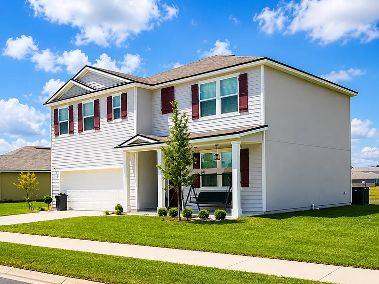 Exterior of home, outside changes have been made.