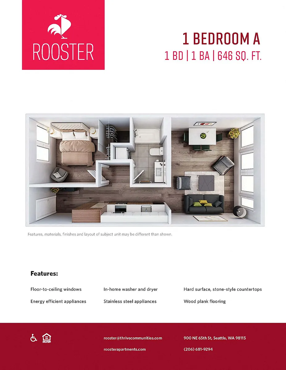 Floor plan 1 Bedroom A