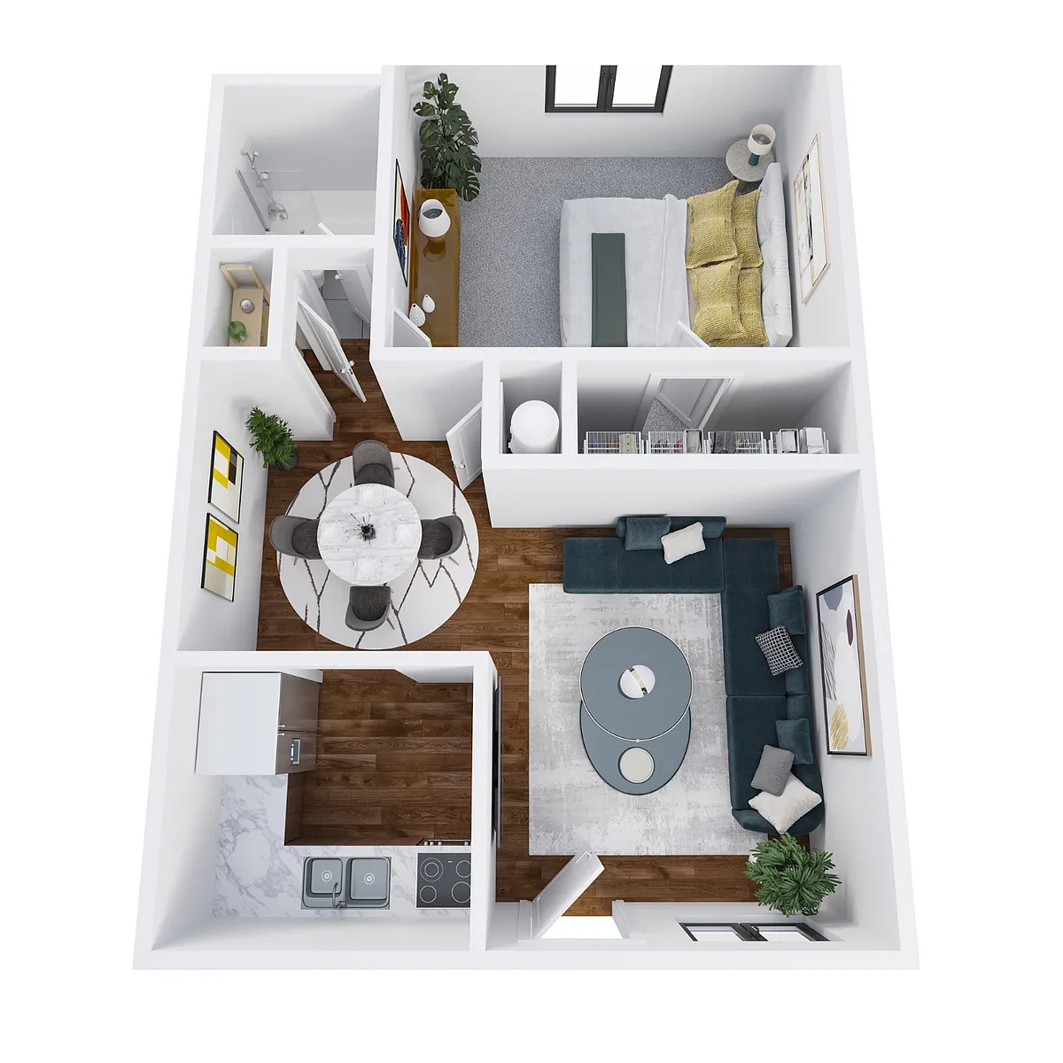 Floor plan 1 bedroom, 1 bathroom