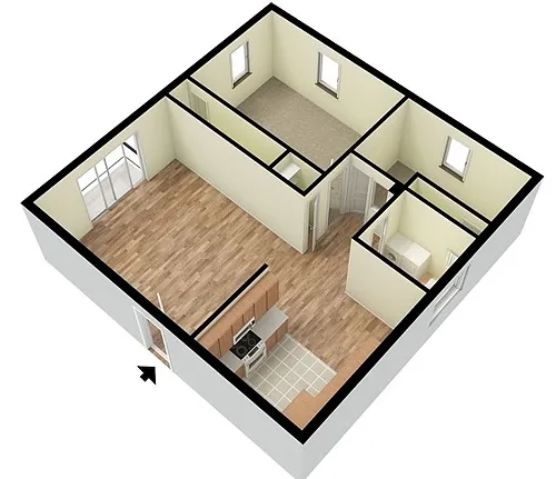 Floor plan Concord 2 Bedroom, 1 Bathroom