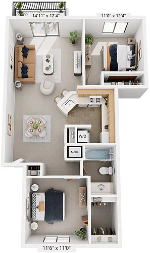 Floor plan Two Bedroom Alpine