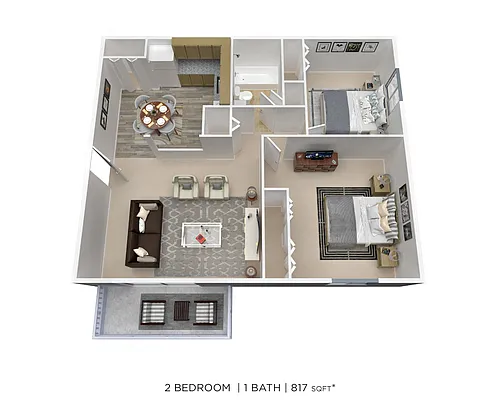 Floor plan Two Bedroom - 817 sqft