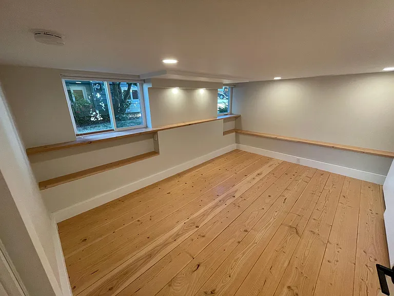 large study room with built-in closet.