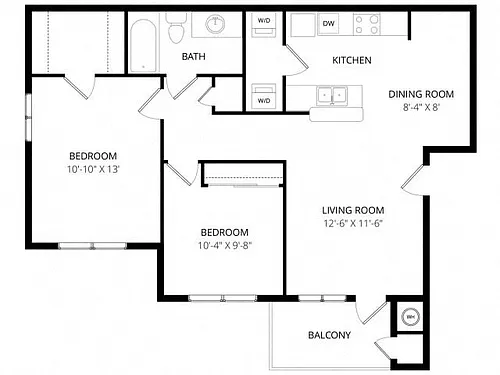 Floor plan 2 Bedroom 1 Bath