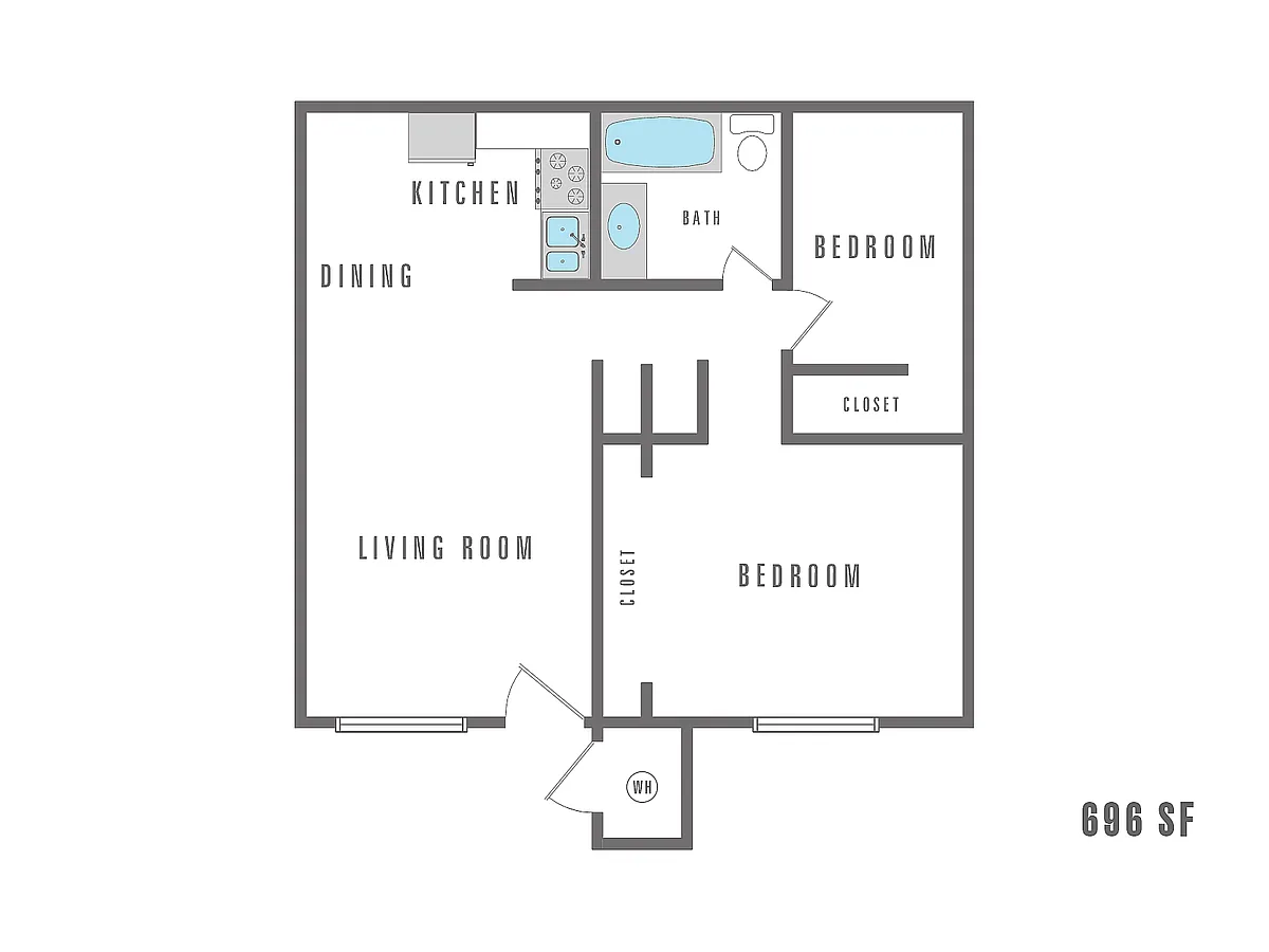 Floor plan 2 Bedroom 1 Bath