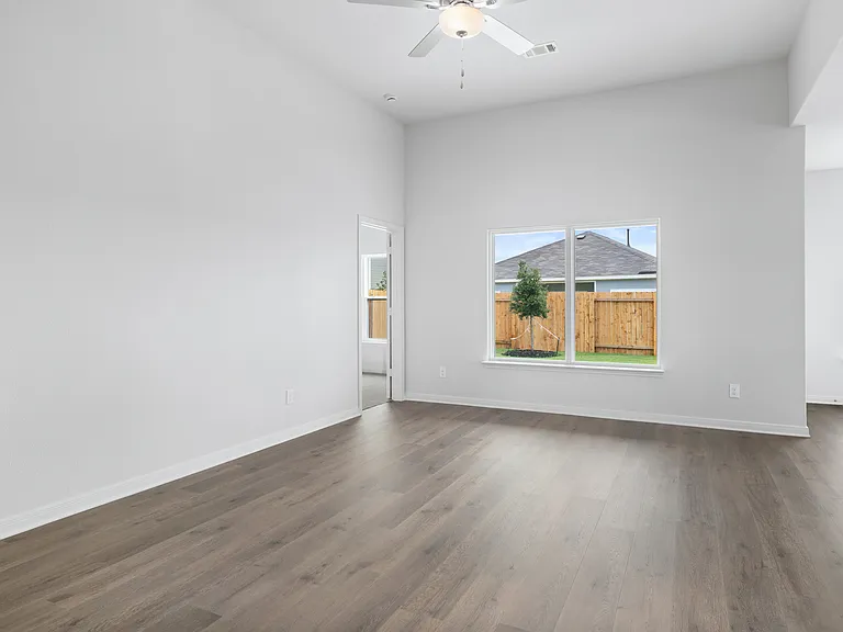 The large window in the family room lets in great, natural light.
