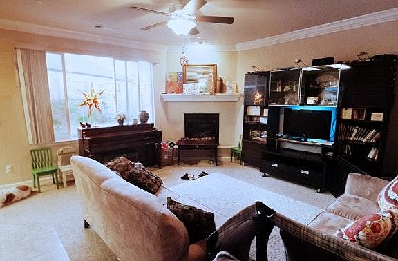 Living room with fireplace