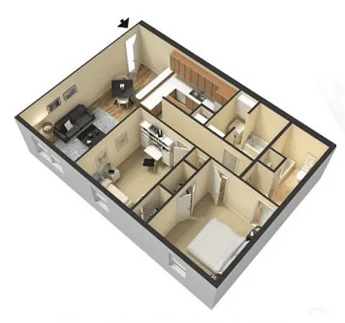 Floor plan 2 Bedroom, 2 Bath