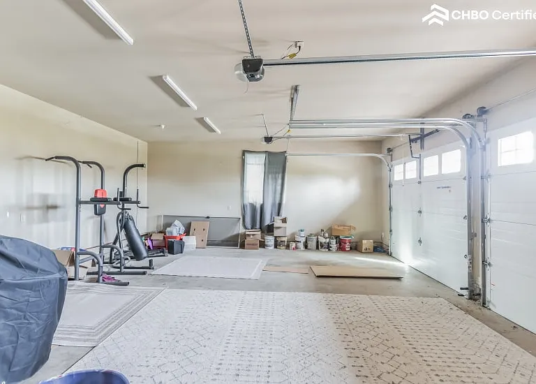 garage with gym equipment