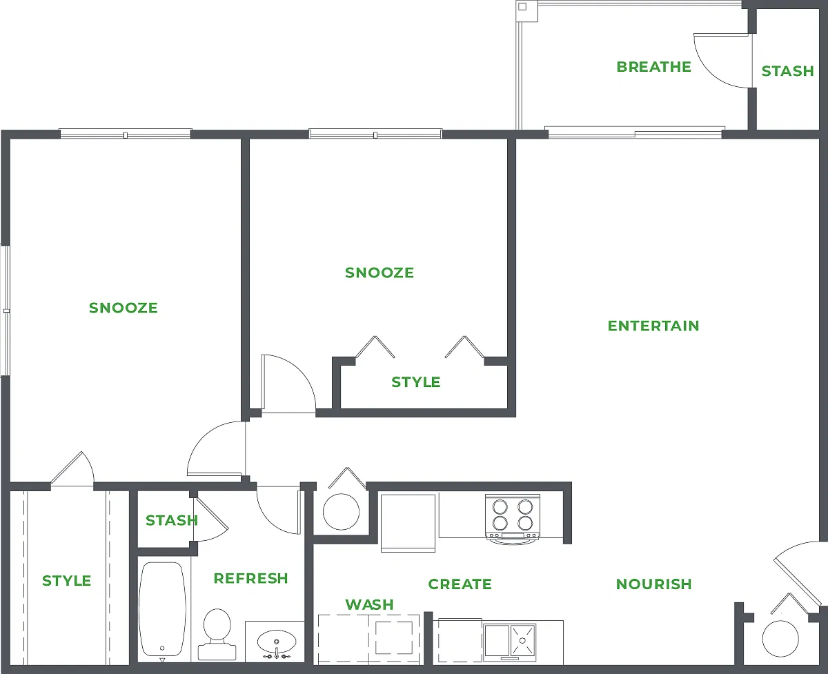 Floor plan 2 BEDROOM 1 BATHROOM (PHASE II)
