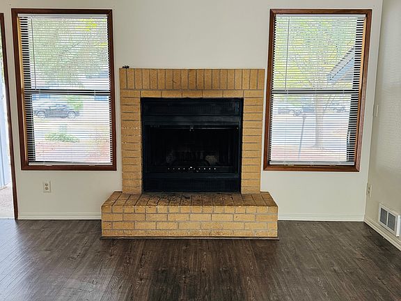 Wood burning fireplace in the living room