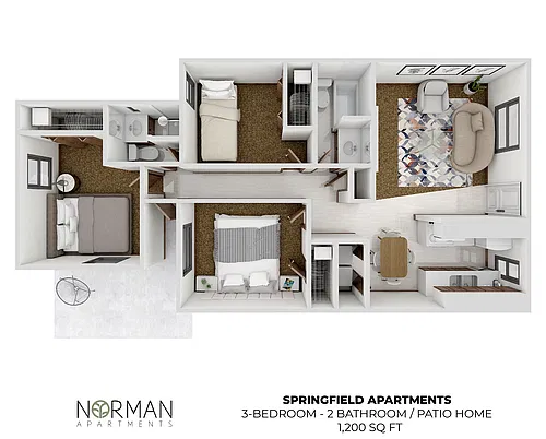 Floor plan 3-bed patio home at Springfield