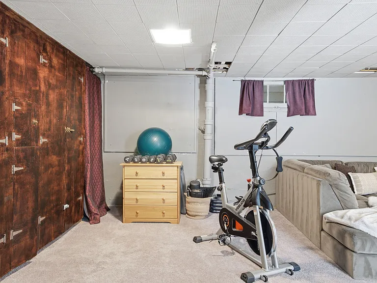 Basement with exercise equipment