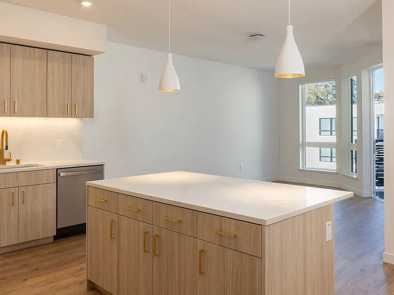 Kitchen with Stainless Steel Appliances and Quartz Countertops
