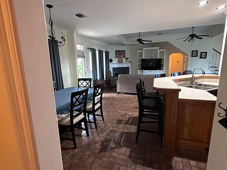 Entry, from Garage. Notice "Country Creole" style inlaid brick flooring. You'll see that if you go the the Plantation/mansion tours.