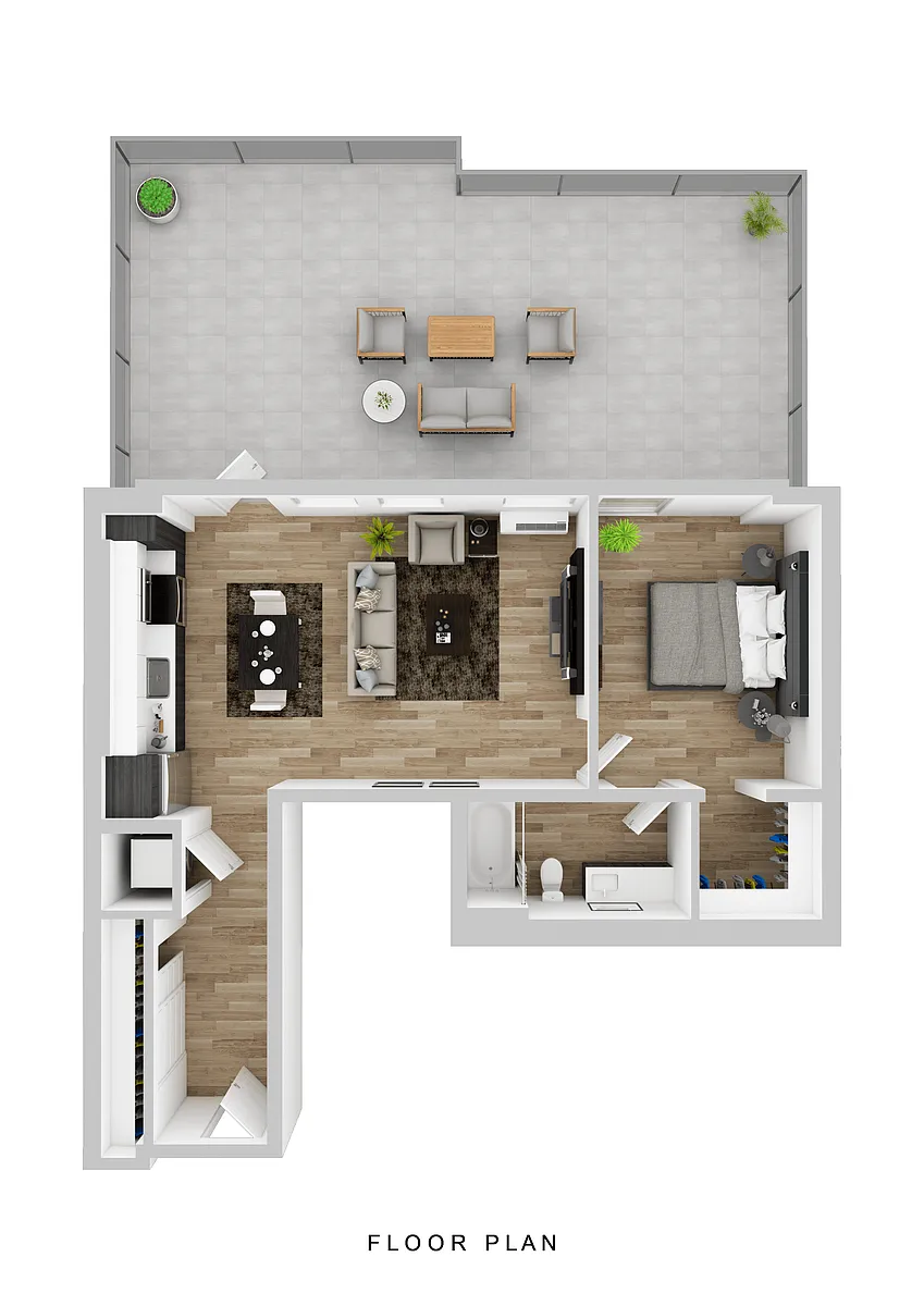 Floor plan Cascara - 1 Bed C Patio