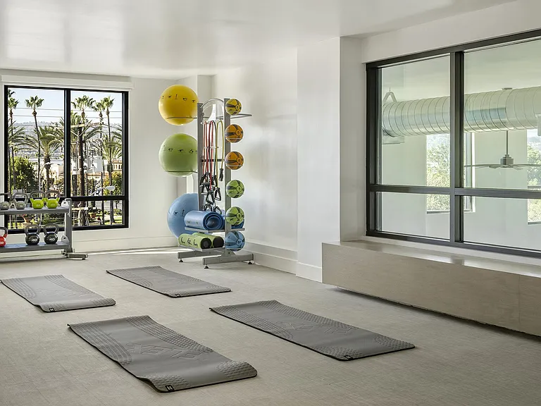 Yoga studio with natural light