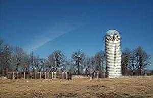 silo and fenced storage area