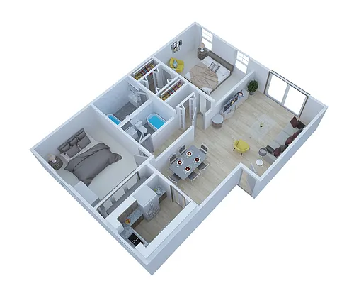 Floor plan 2X2 W/ Den