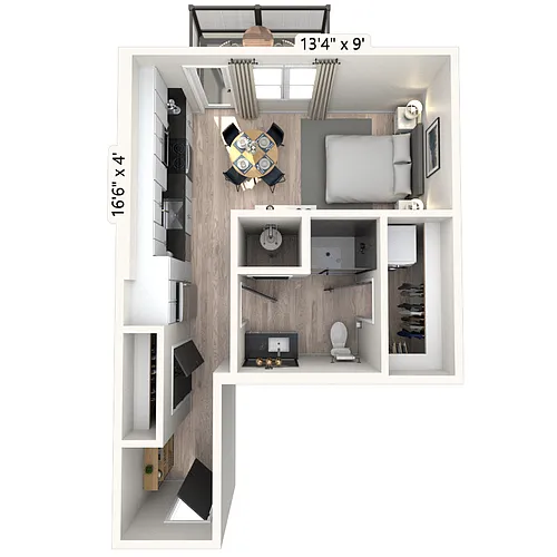 Floor plan S1 0x1 467 SF-FP