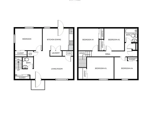 Floor plan 5 BR, 1 1/2 BA - Classic