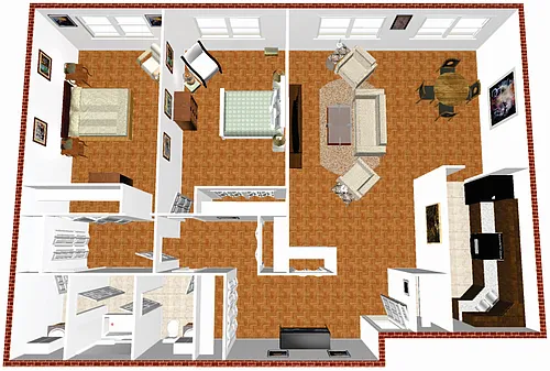 Floor plan Two Bedroom One and a Half Bath