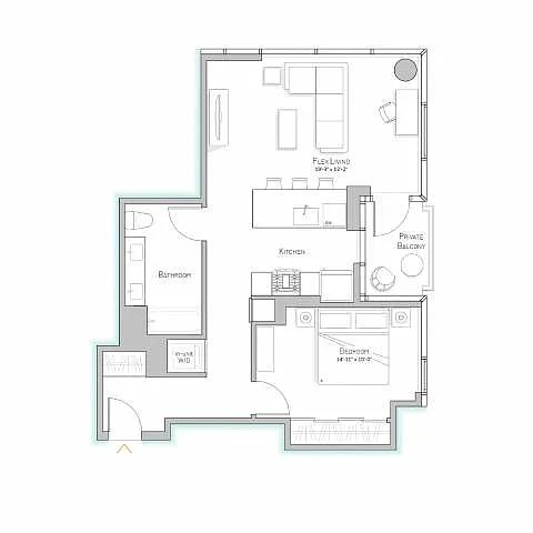 Floor plan Tier 13 - 827 SF