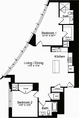 Floor plan 2 Bedroom T