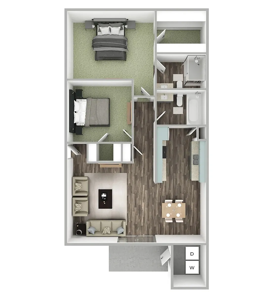 Floor plan Two Bedroom Two Bath