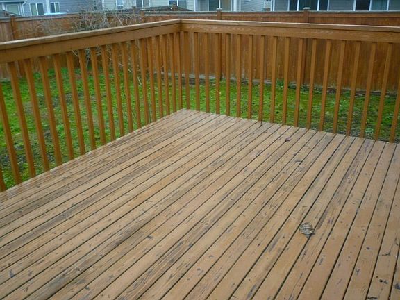 Large deck you can access from a sliding door inside the home