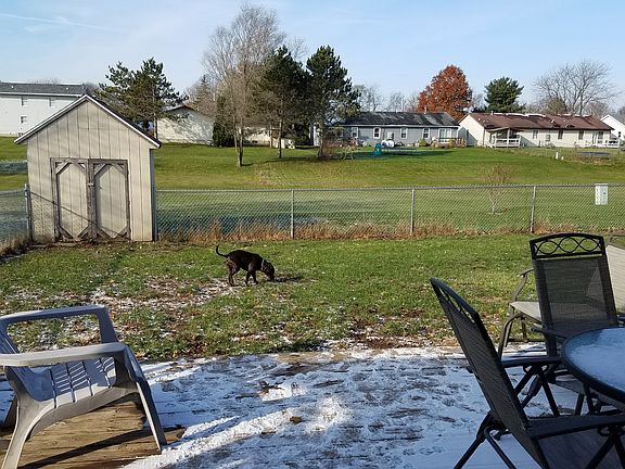 Backyard out of garage back door