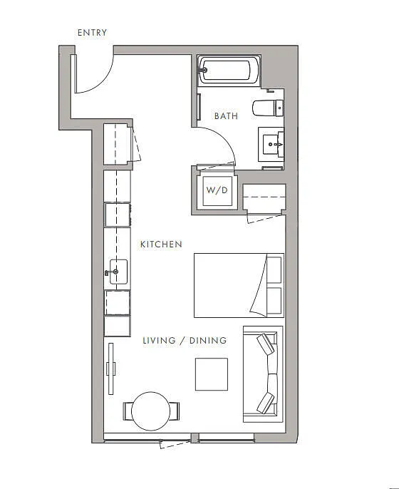 Floor plan 0BD, 1BTH S3