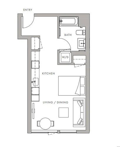 Floor plan 0BD, 1BTH S3