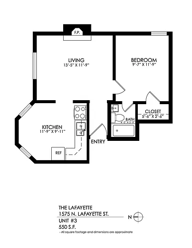 Floor plan 1 Bedroom, 1 Bath