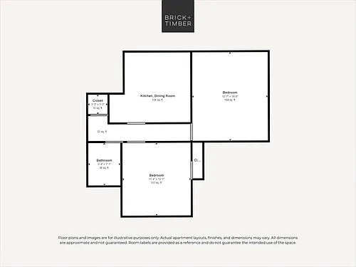 Floor plan 2 Bedroom 1 Bath