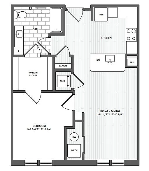 Floor plan 1Bed/1Bath-A1A