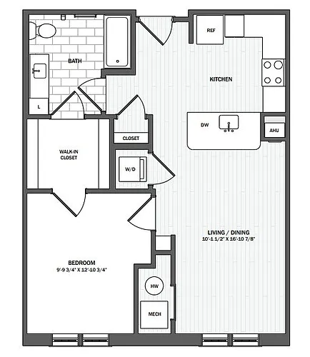 Floor plan 1Bed/1Bath-A1