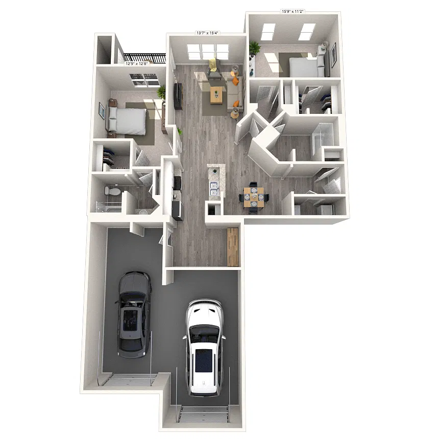 Floor plan Traditional 2x2 1295-1477 SF